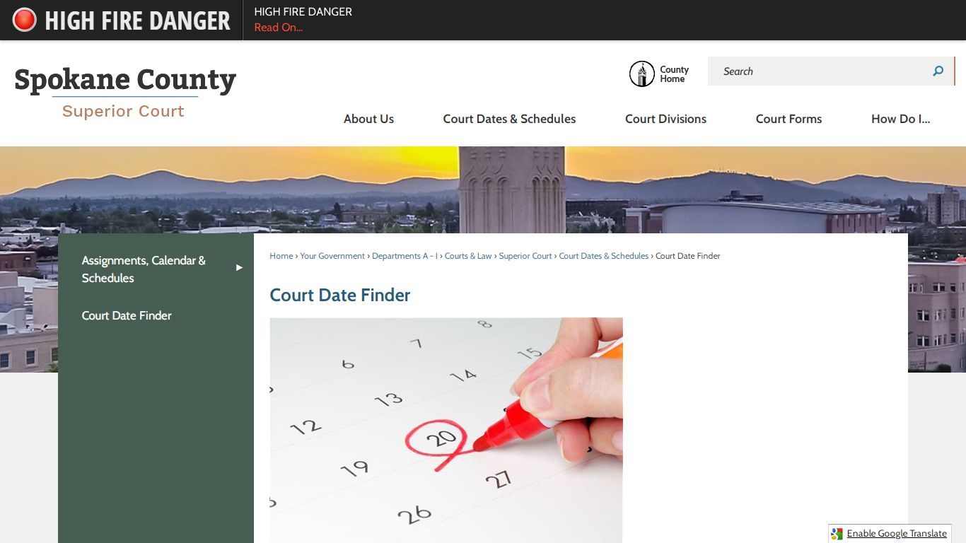 Court Date Finder | Spokane County, WA